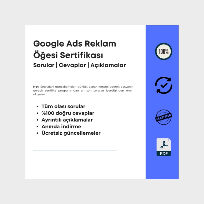 Cevapları içeren dosya Google Ads Reklam Öğesi Sertifikası